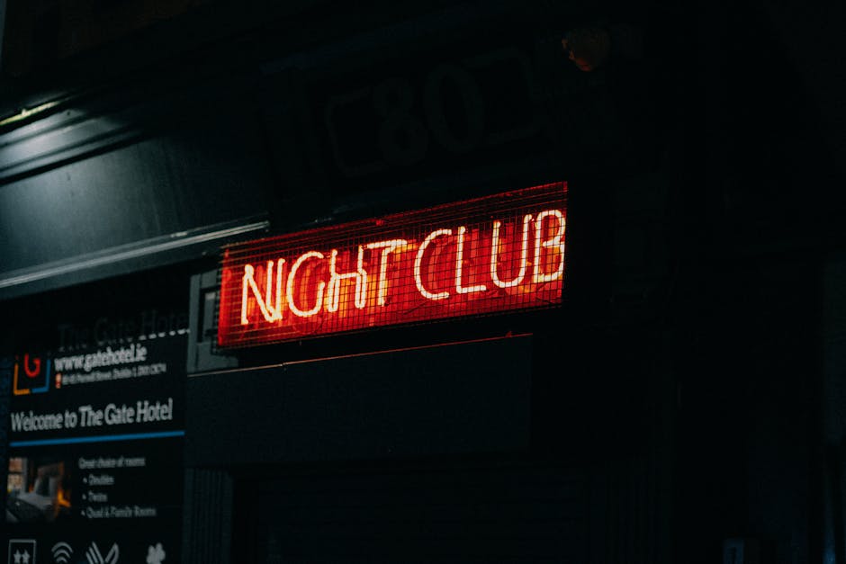 Neon lit entertainment venue with vibrant atmosphere